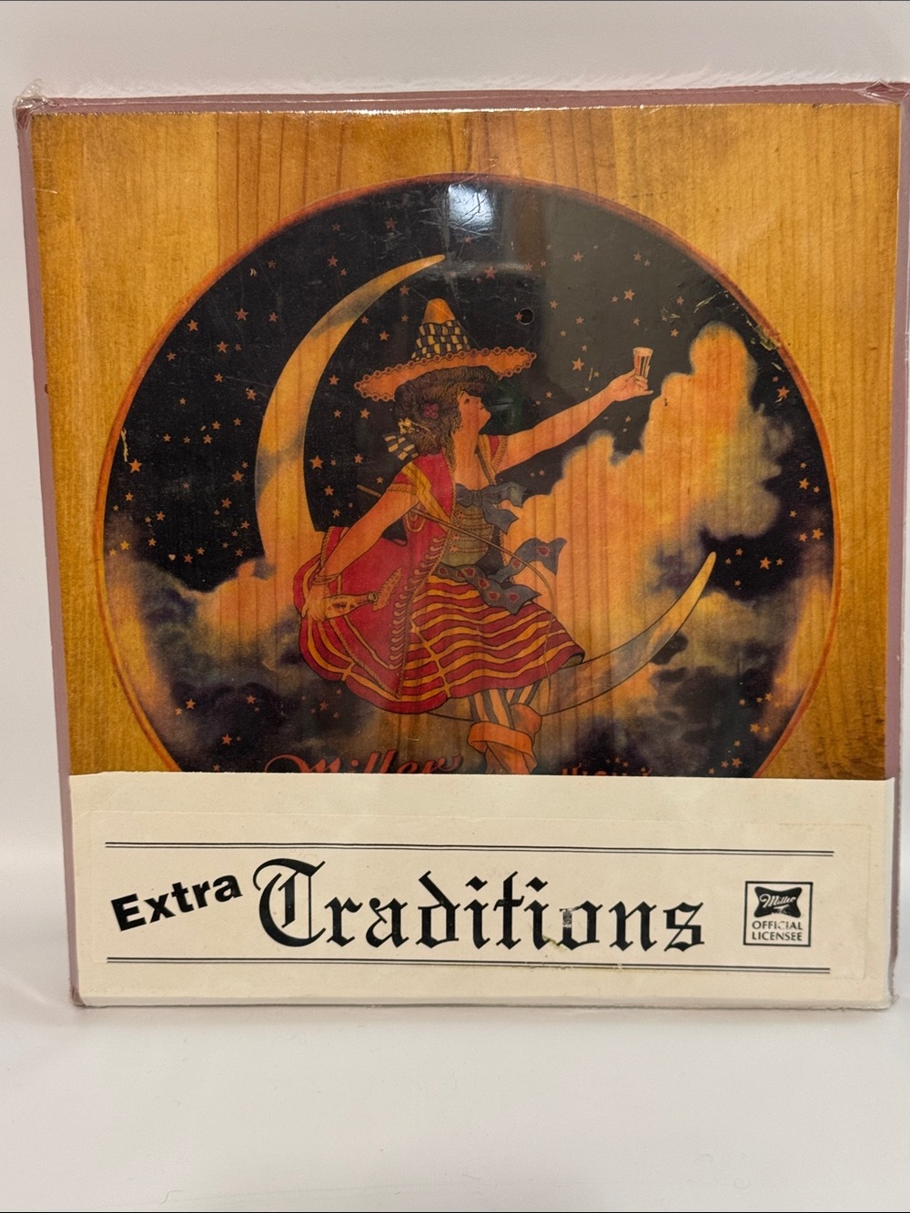 Vintage Miller High Life "Girl in the Moon" Wooden Sign - New Old Stock (NOS)